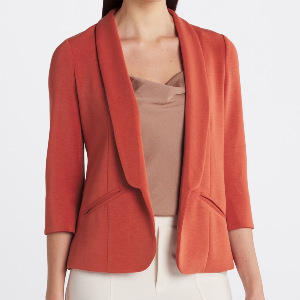 🦀🥕Burnt Orange Draped Open-Front Blazer (Excellent Condition)